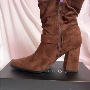 Windsor Chocolate Suede Heeled Boots